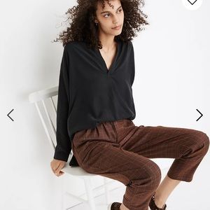 Madewell Sandwashed Popover Top in black long